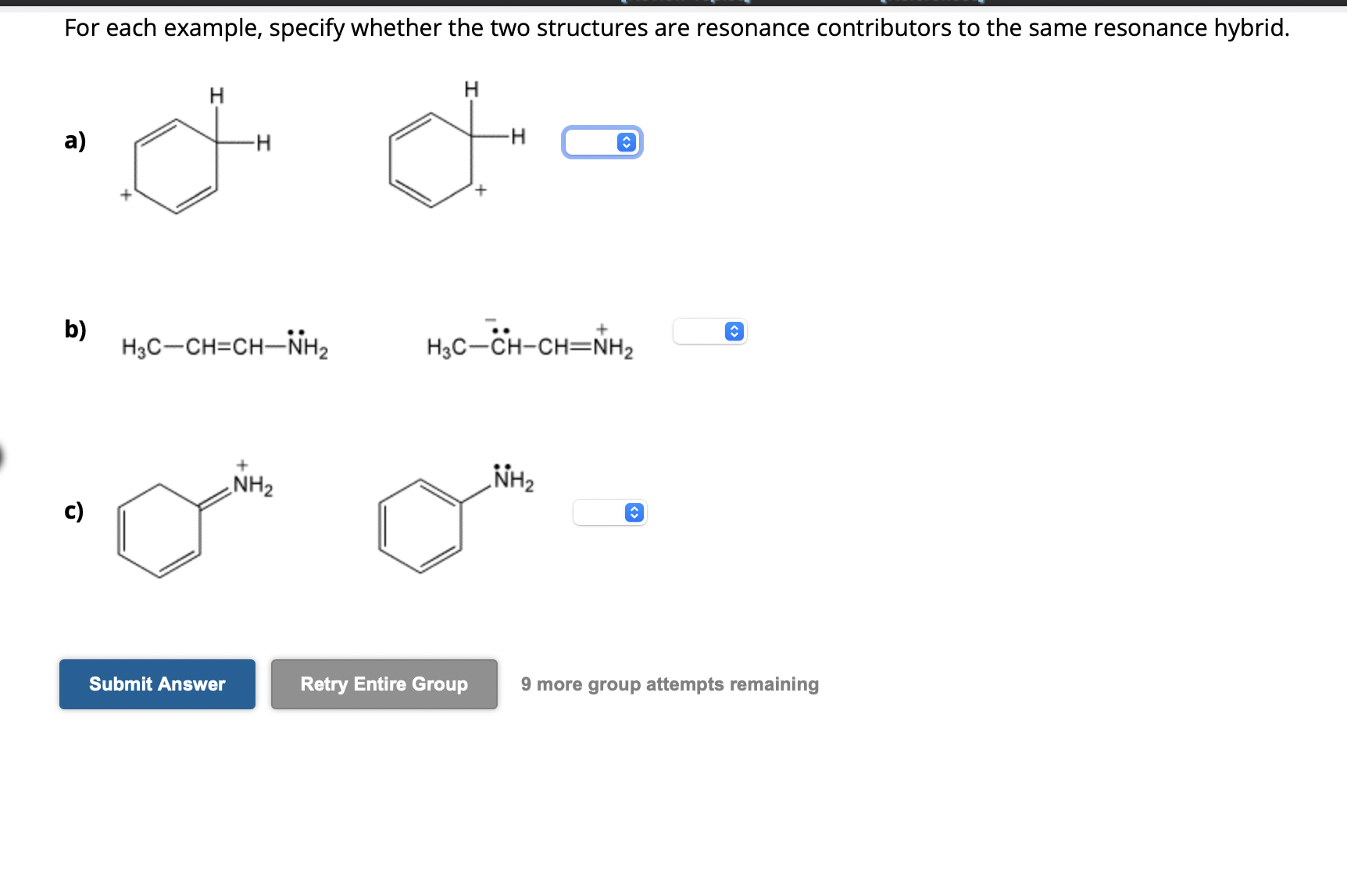 Solved A) B) H3C−C¨H−CH=N+H2 C) 9 More Group Attempts | Chegg.com