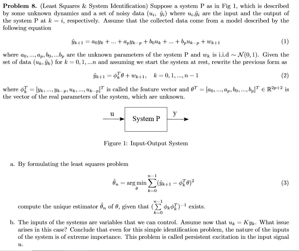 Problem 8. (Least Squares & System Identification) | Chegg.com