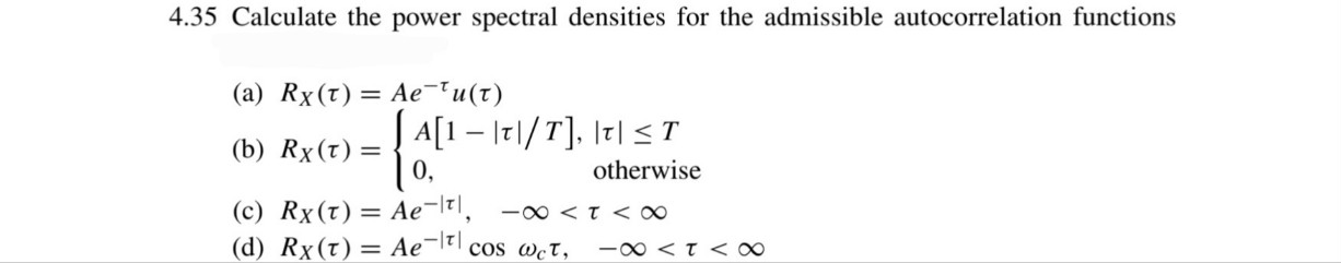 Solved 4.35 Calculate the power spectral densities for the | Chegg.com