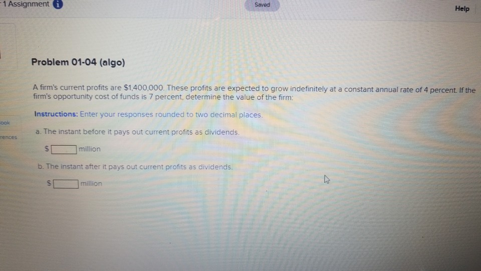 Solved 1 Assignment i Saved Help Problem 01-04 (algo) A | Chegg.com