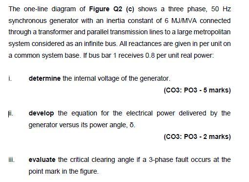 Solved The one-line diagram of Figure Q2 (c) shows a three | Chegg.com