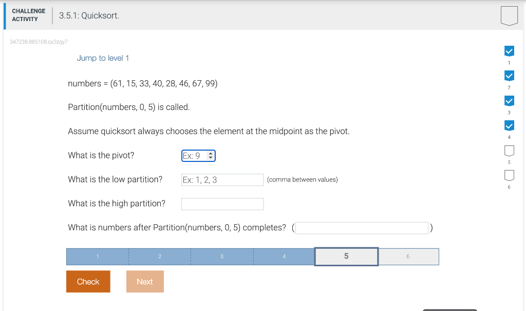 Solved CHALLENGE ACTIVITY 3.5.1: Quicksort. | Chegg.com