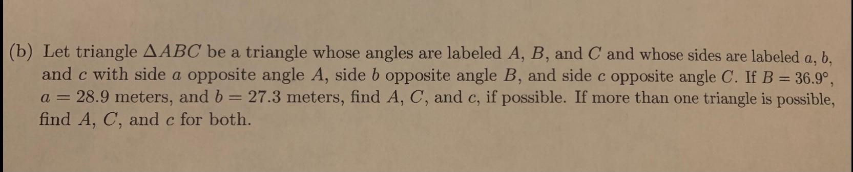 Solved (b) Let triangle AABC be a triangle whose angles are | Chegg.com