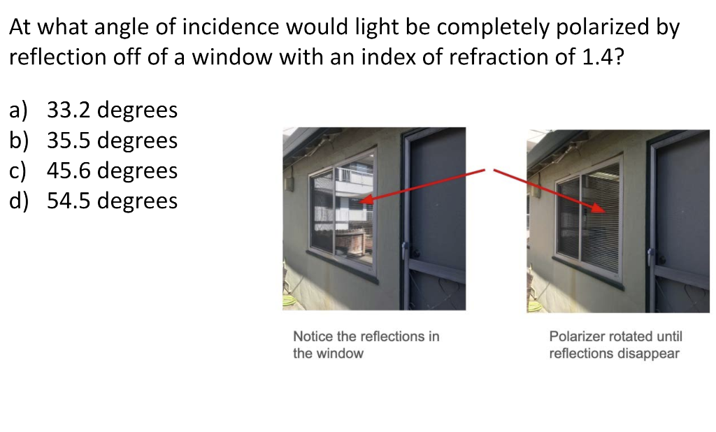 Solved At what angle of incidence would light be completely | Chegg.com