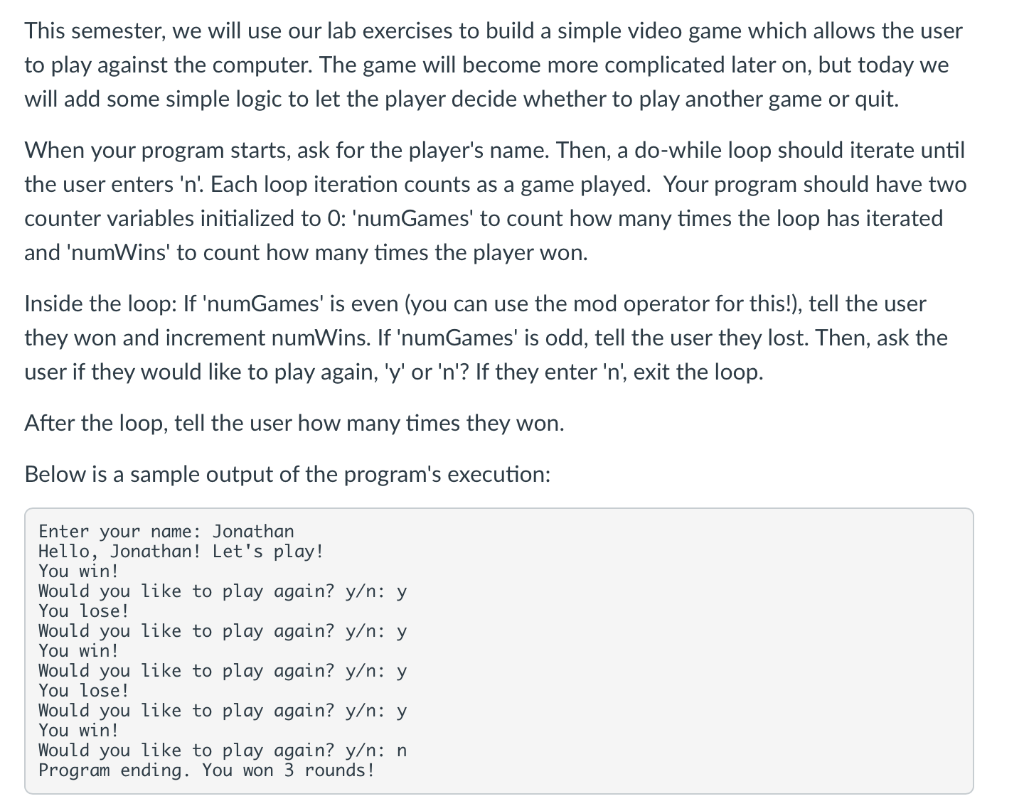 Solved This semester, we will use our lab exercises to build | Chegg.com
