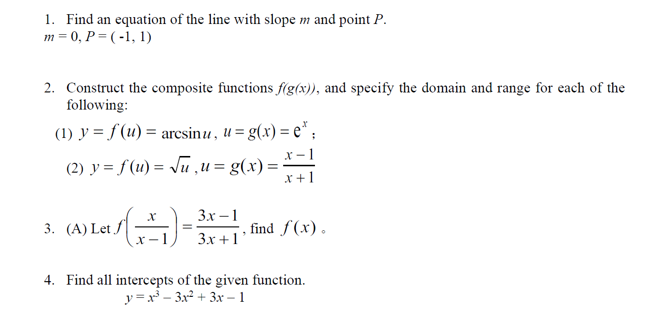 Solved 1. Find an equation of the line with slope m and | Chegg.com