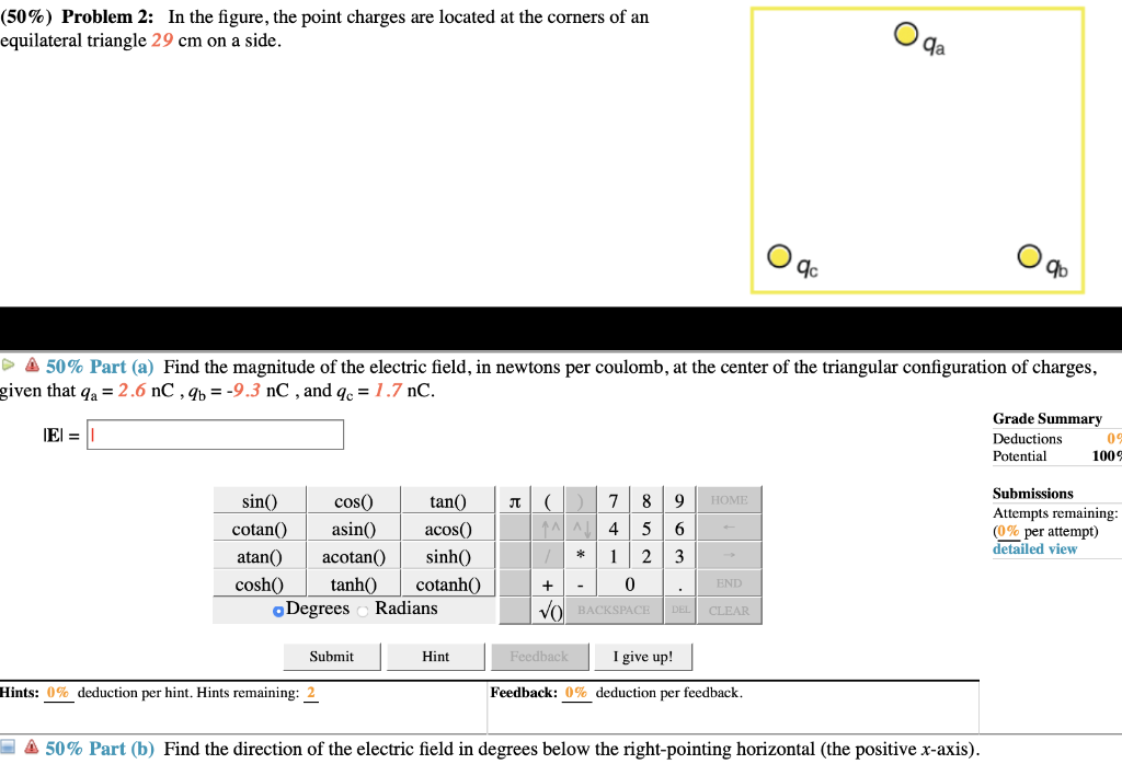 Solved (50%) Problem 2: In the figure, the point charges are | Chegg.com