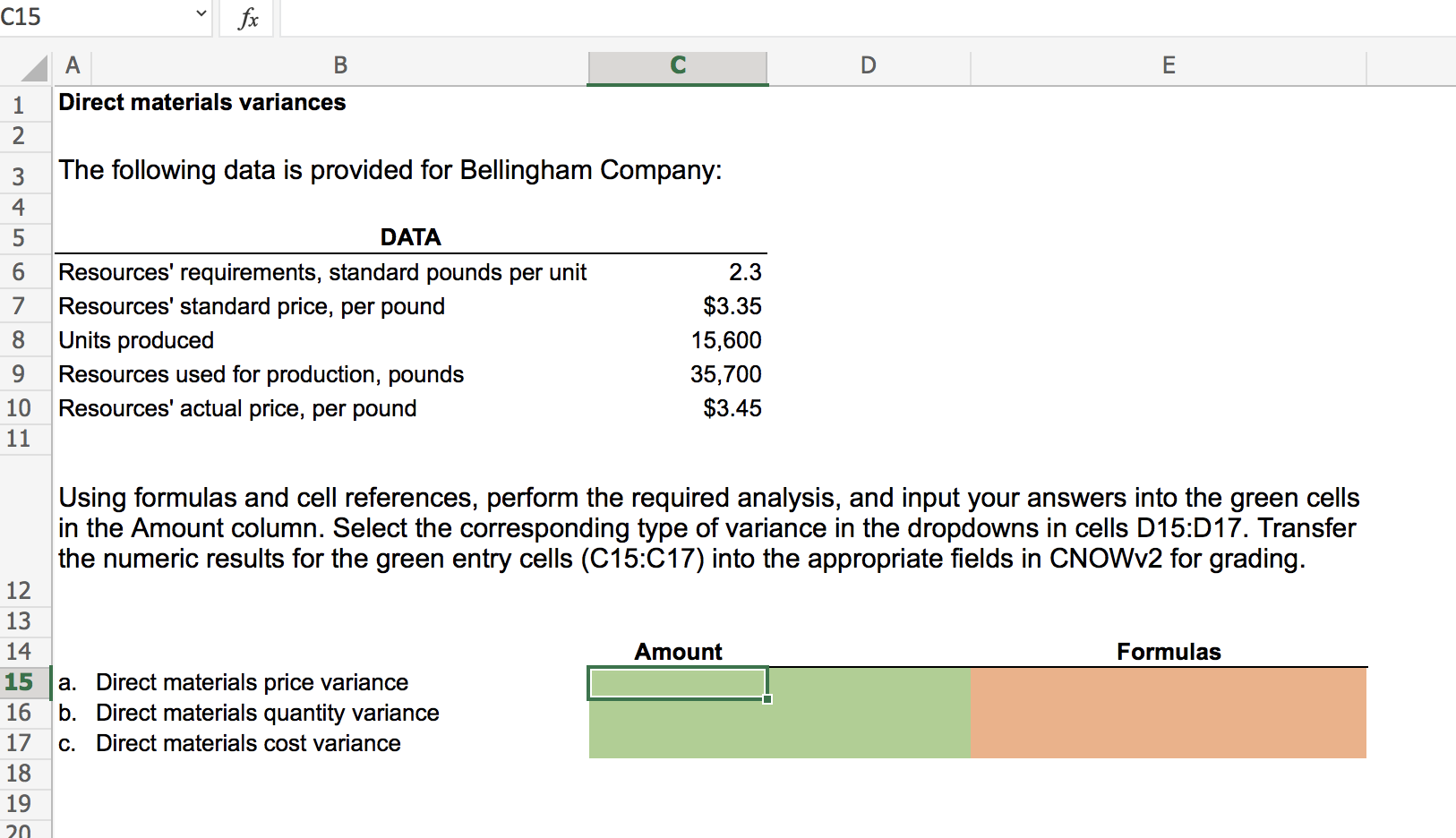 Solved Direct materials variances Bellingham Company | Chegg.com