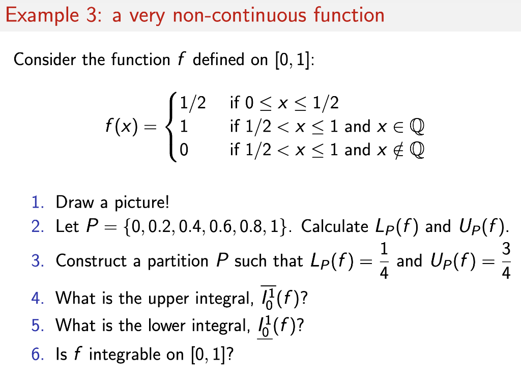 Solved Example 3: a very non-continuous function Consider | Chegg.com