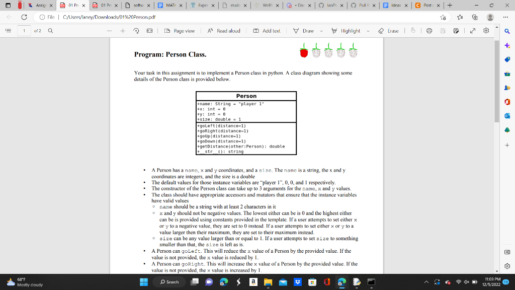 Solved Your task in this assignment is to implement a Person | Chegg.com