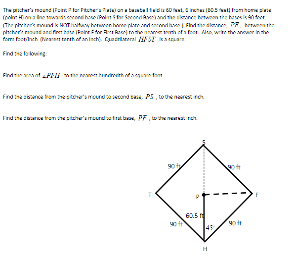 Solved The pitcher's mound (Point Pfor Pitcher's Plate) on a