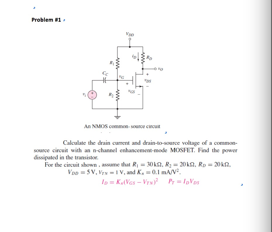 Solved calculate the drain current and draintosource