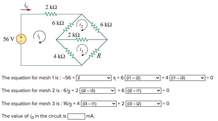 Solved In the bridge network given below, R = 16 kΩ. Find io | Chegg.com
