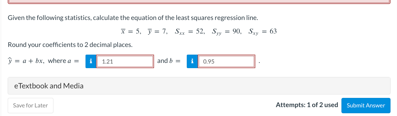 Solved Given the following statistics, calculate the | Chegg.com