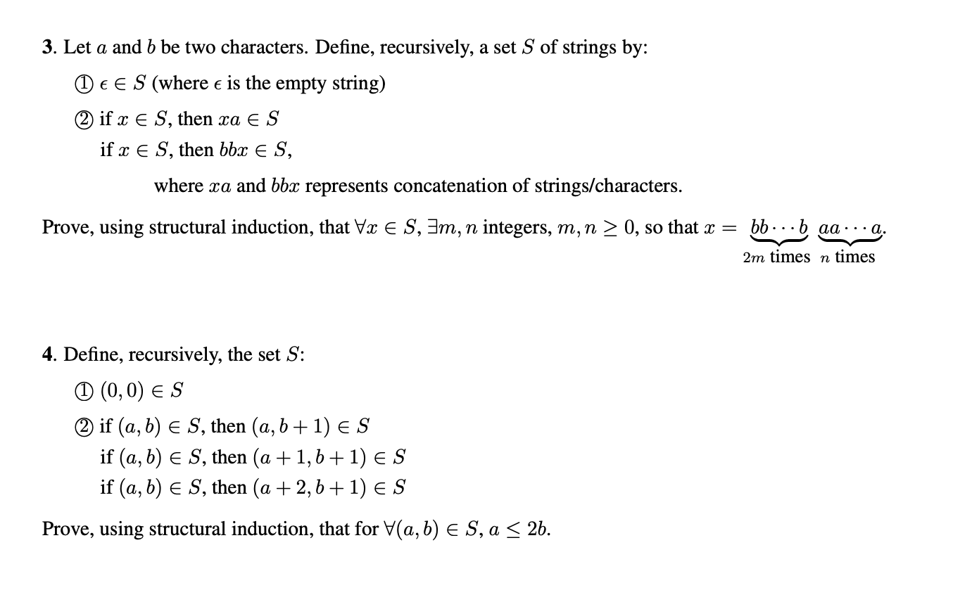 Solved 3 Let A And B Be Two Characters Define Recursiv Chegg Com