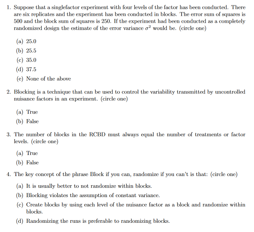 Solved 1. Suppose that a singlefactor experiment with four | Chegg.com