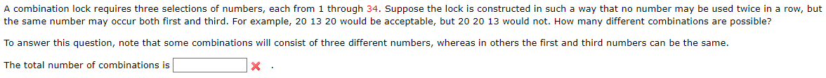 Solved a combination lock requires three selections of chegg