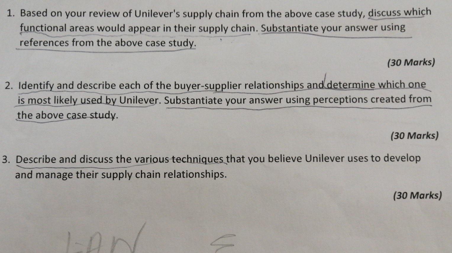 unilever supply chain case study interview questions