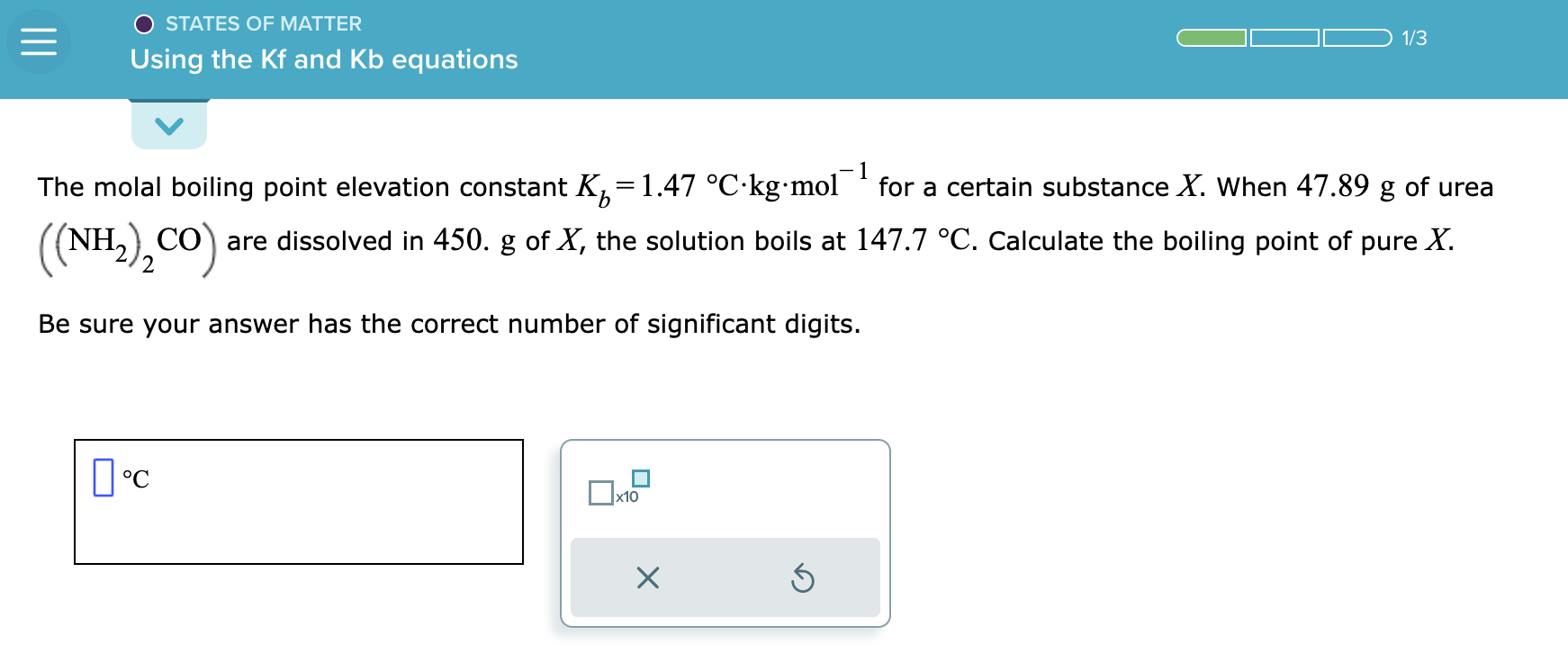 Solved the molal boiling point elevation constant chegg