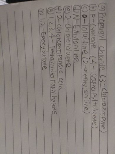 Solved A Propargyl Chloride 3 Chloro Propune Th Cymene Chegg Com