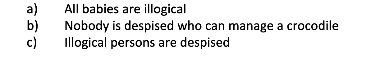 Solved A) All Babies Are Illogical B) Nobody Is Despised Who | Chegg.com