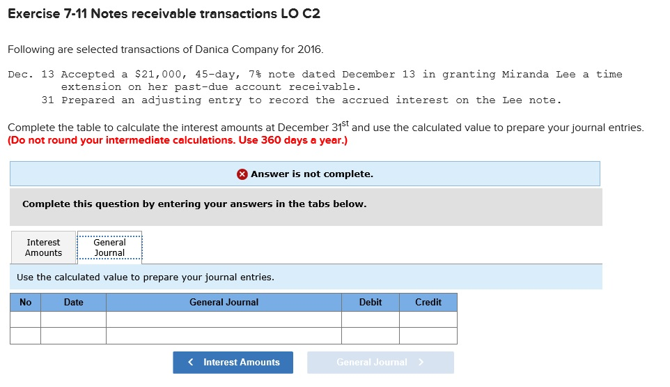 Solved Exercise 7-11 Notes receivable transactions LO C2 | Chegg.com
