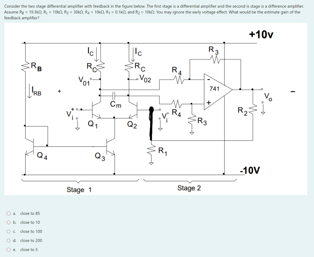 Solved Consider the two stage differential amplifier with | Chegg.com