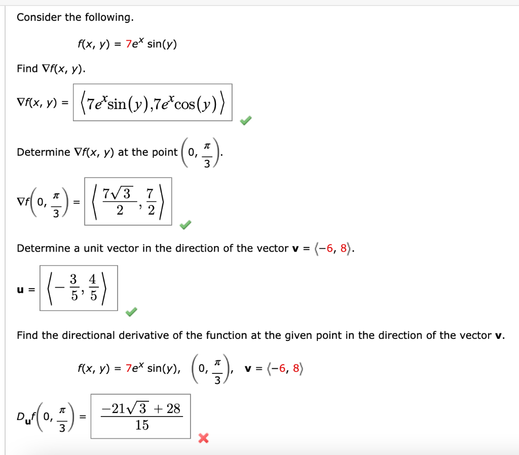Solved Consider the following. f(x, y) = 7e* sin(y) Find | Chegg.com