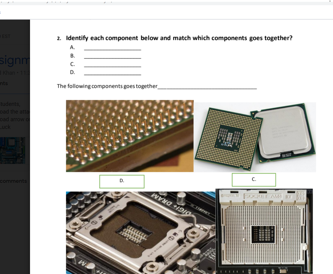 Solved EST 2. Identify each component below and match which | Chegg.com