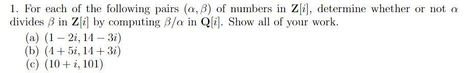 Solved 1. For Each Of The Following Pairs (a,b) Of Numbers | Chegg.com