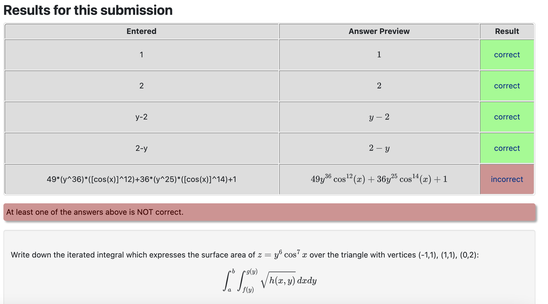 Solved I am not sure why the answer is incorrect Please | Chegg.com
