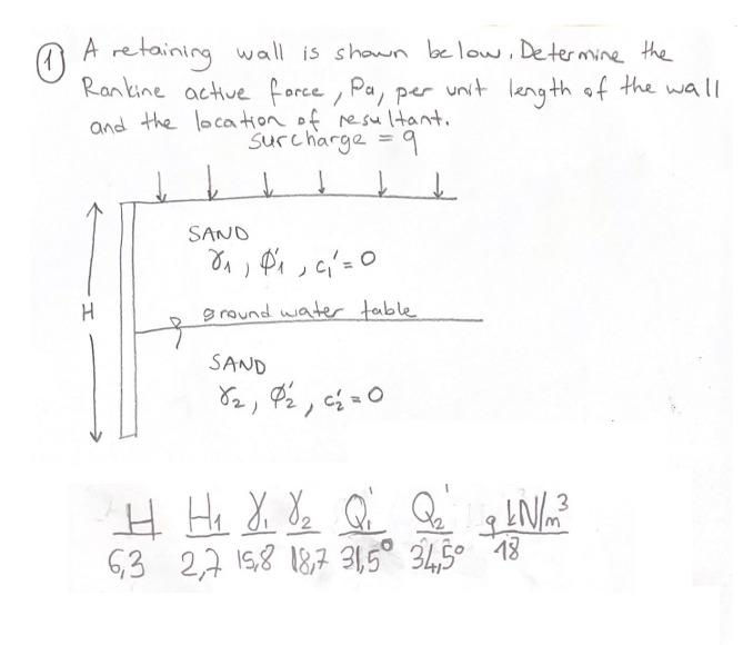 Solved 1) A retaining wall is shown be low, Determine the | Chegg.com