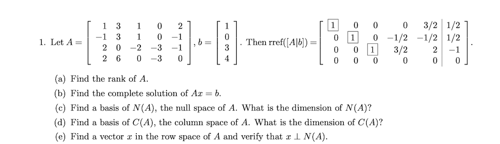 Solved a Find the rank of A. b Find the complete Chegg