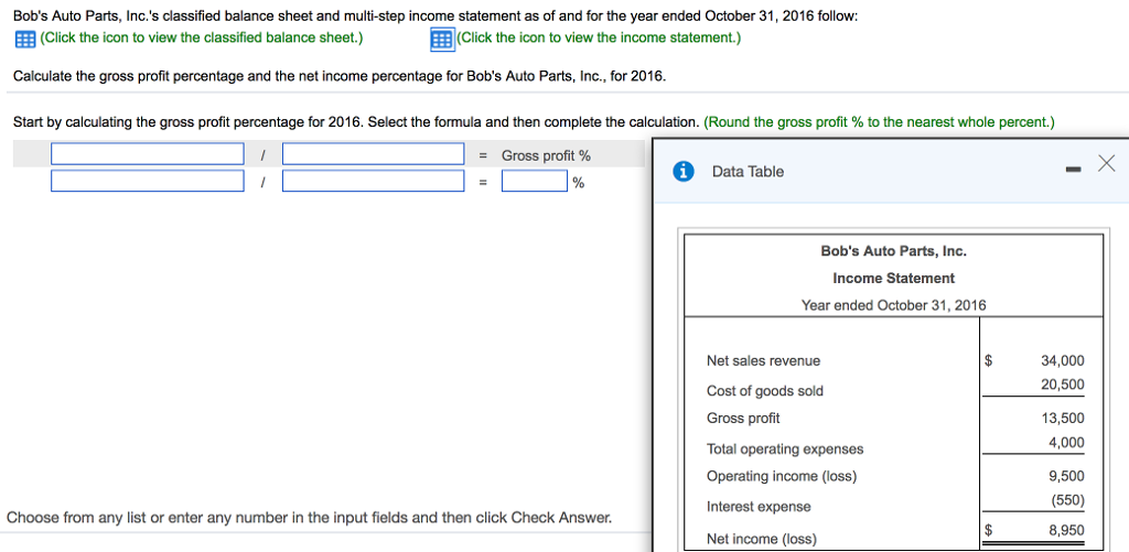 Solved Bob's Auto Parts, Inc.'s classified balance sheet and