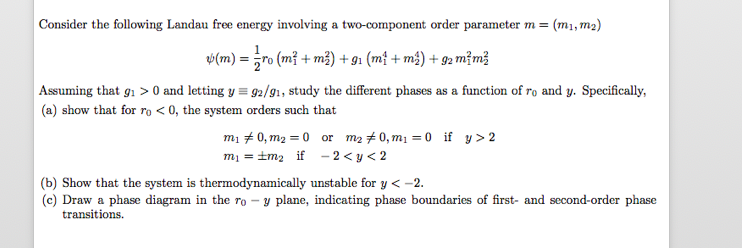 Consider the following Landau free energy involving a | Chegg.com