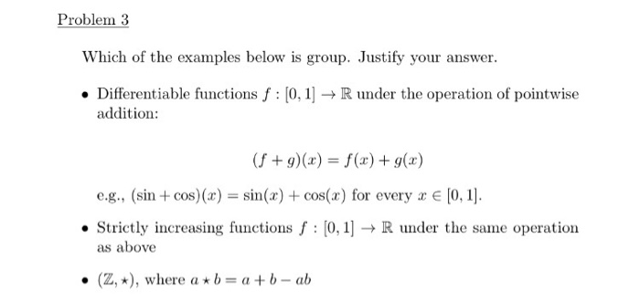 Solved Problem 3 Which of the examples below is group. | Chegg.com