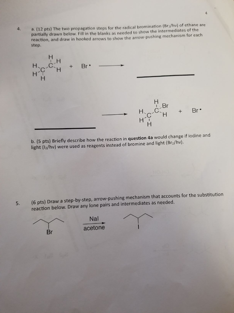 Solved 2 pts) The two propagation steps for the radical | Chegg.com