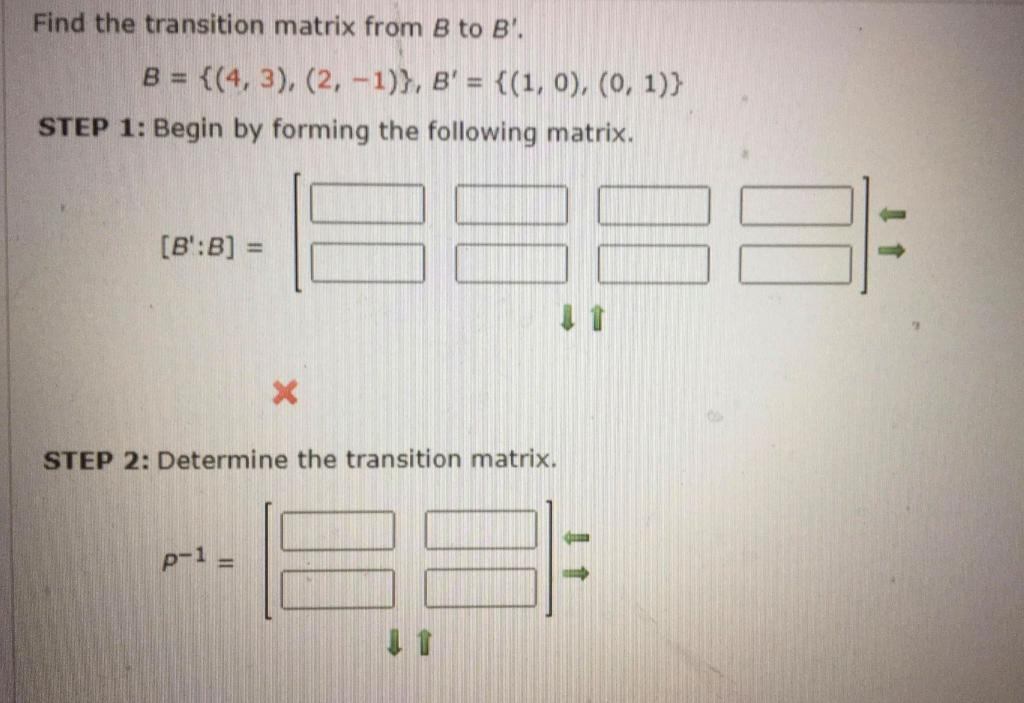 Solved Find The Transition Matrix From B To B'. B = {(4,3), | Chegg.com