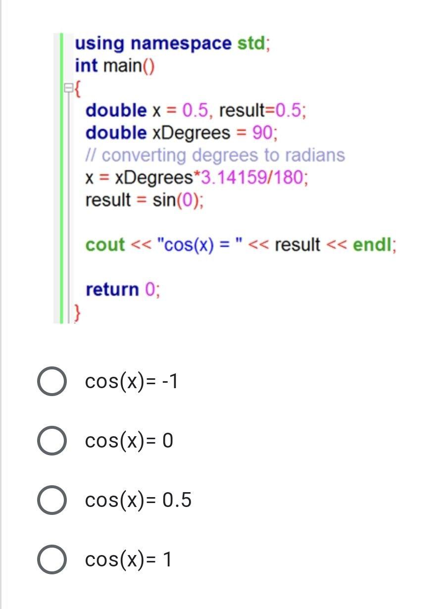 Solved using namespace std; int main() { double x = 0.5, | Chegg.com