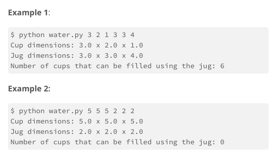 Solved Water Write a program that works out how many cups | Chegg.com