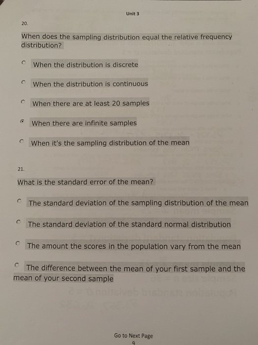 Solved Unit 3 20. When does the sampling distribution equal | Chegg.com
