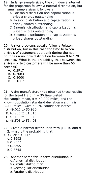 Solved 19. In large sample sizes, the confidence interval | Chegg.com