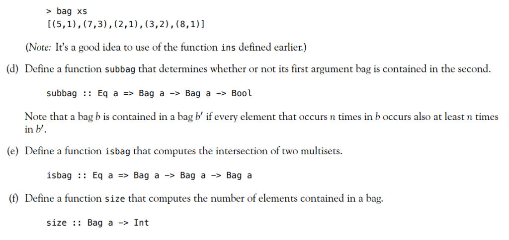 Solved Haskell Problem: Prepare A Haskell (or Literate | Chegg.com