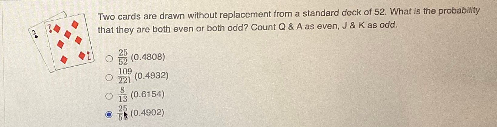 Solved Two Cards Are Drawn Without Replacement From A | Chegg.com