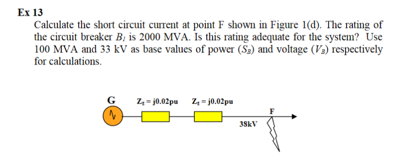 Solved Ex 13 Calculate The Short Circuit Current At Point F | Chegg.com