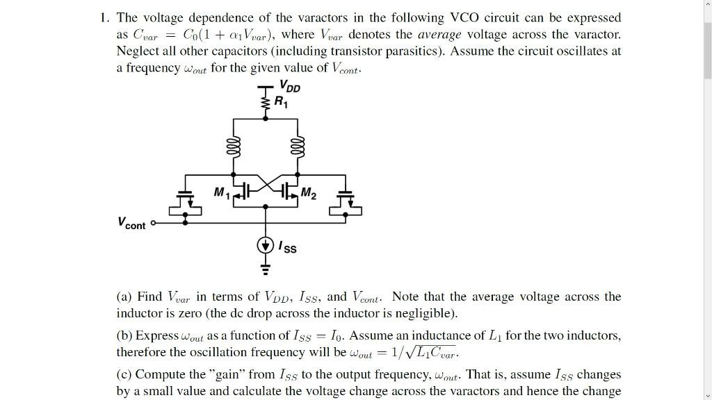 1. The voltage dependence of the varactors in the | Chegg.com
