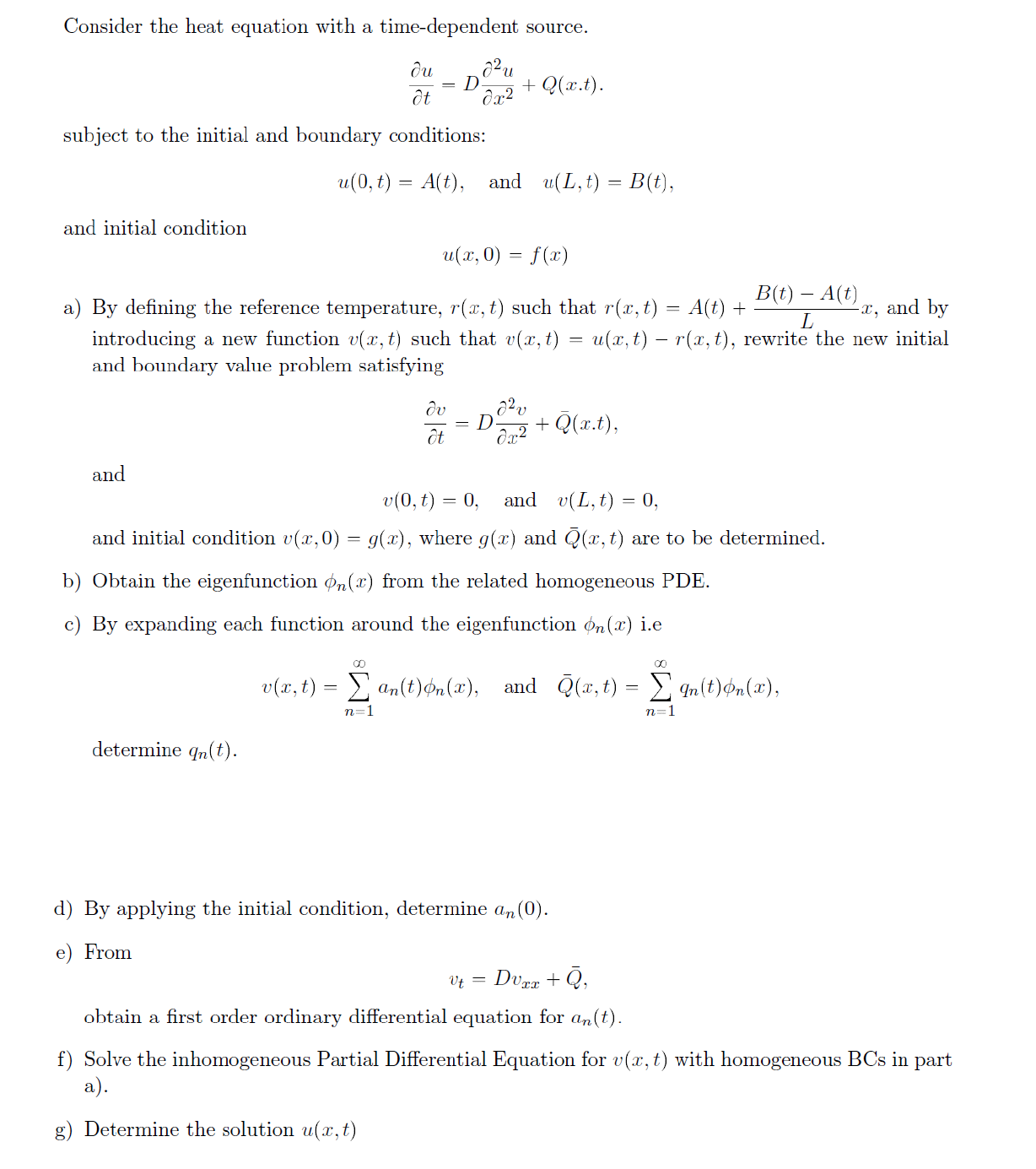 Solved Consider the heat equation with a time-dependent | Chegg.com