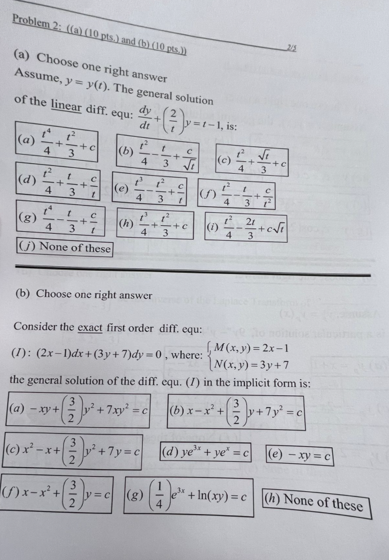 Solved Problem 2: ((a) (10 Pts.) And (b) ( 10pts). (a) | Chegg.com