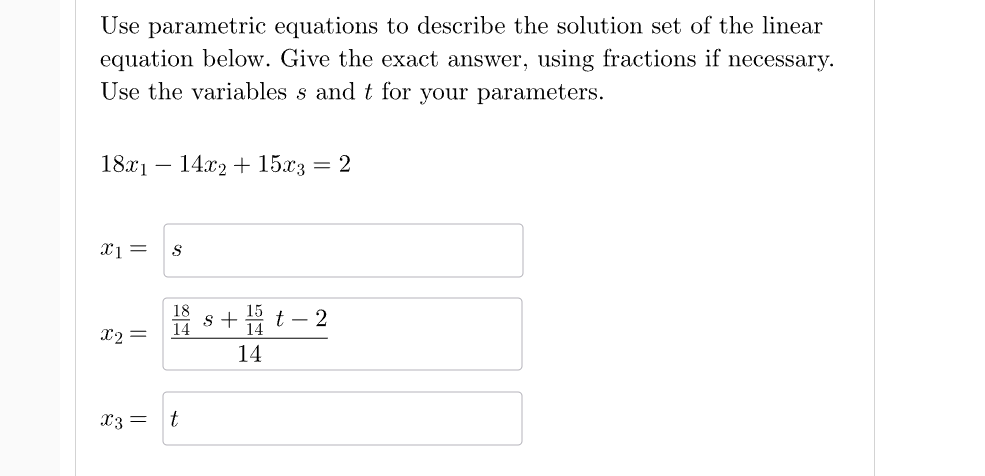 Solved Use Parametric Equations To Describe The Solution Set | Chegg.com