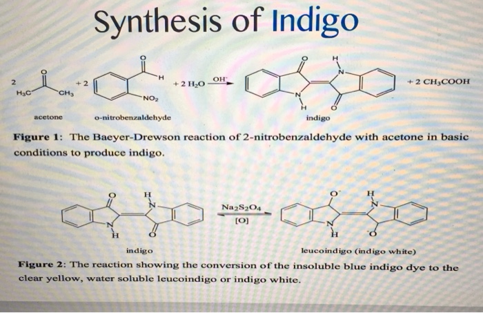 Solved Synthesis of Indigo + 2 +2 CH3COOH acetone | Chegg.com Solved Synthesis of Indigo + 2 +2 CH3COOH acetone | Chegg.com